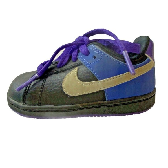 Nike Santa Cruise Leather Infant Baby Sneakers Shoes Size 5 Black Blue Purple - Picture 1 of 10